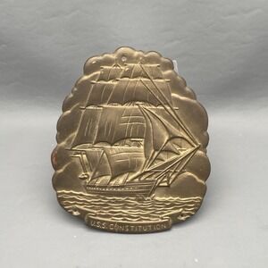 Vintage U.S.S Constitution Solid Brass Plaque Memorabilia Home Decor